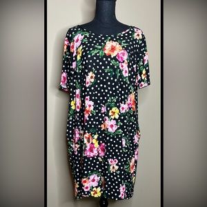 3XL Plus Size Floral/Polka Dot Tunic